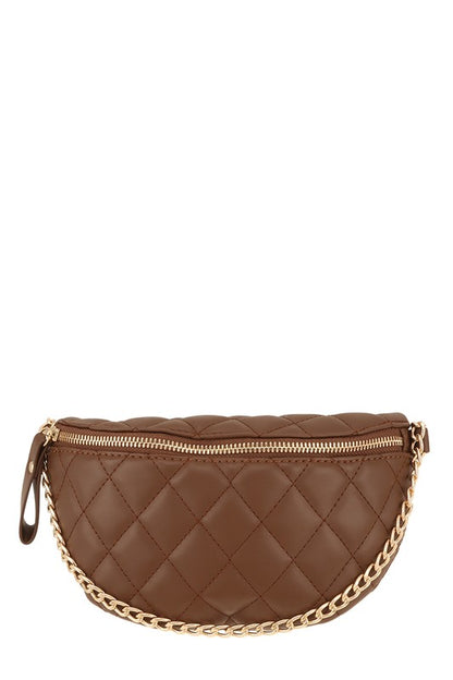 Chain Attached Quilted Fanny Bag