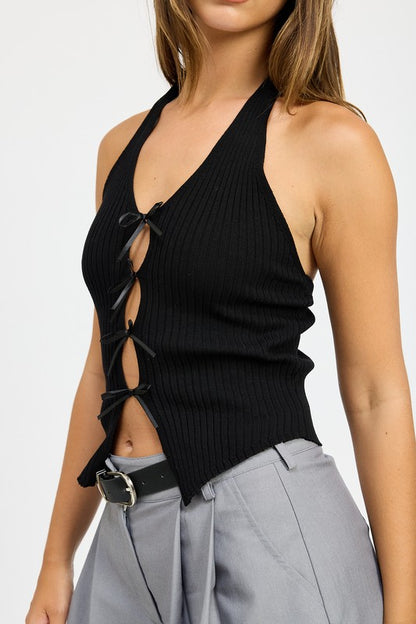 HALTER NECK TO WITH BOW DETAILS