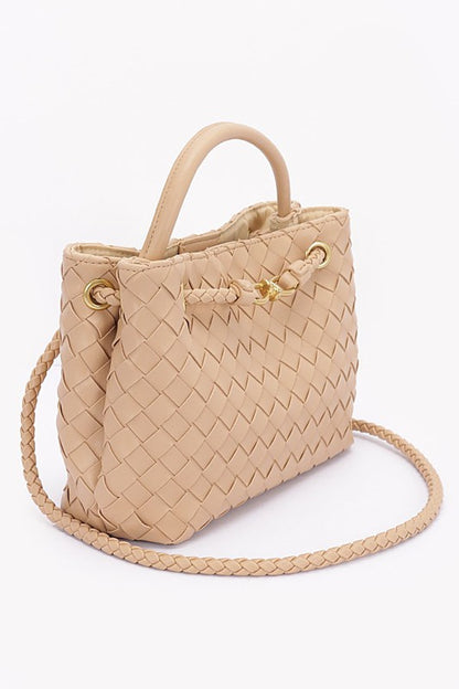 Weaved Faux Leather Convertible Shoulder Bag