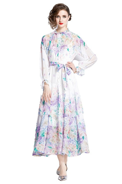 WOMEN FASHION CHIFFON MAXI DRESS