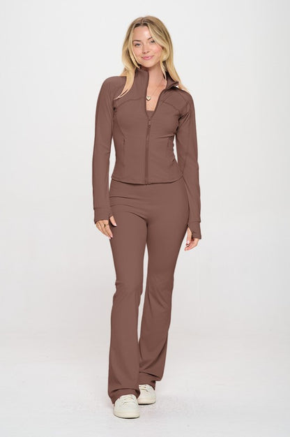 2 Piece Set Matching Flare jumpsuit Active Jacket