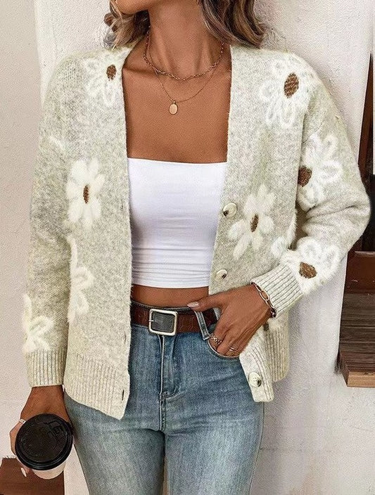 Floral button front cardigan