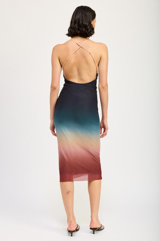 HALTER NECK OMBRE MAXI DRESS