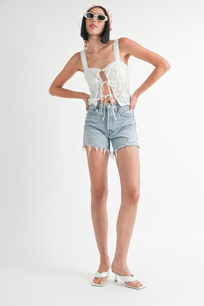 Square Neck Tie-Front Top – Soft Girl Sleeveless Essential