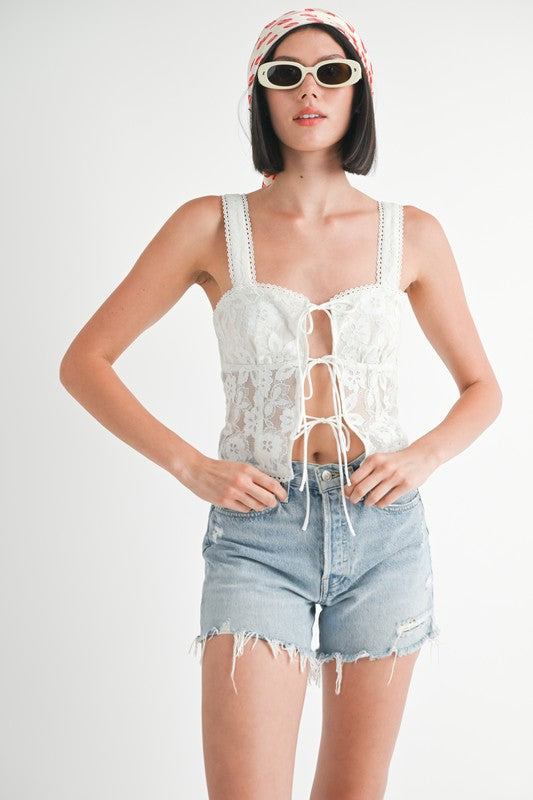 Square Neck Tie-Front Top – Soft Girl Sleeveless Essential