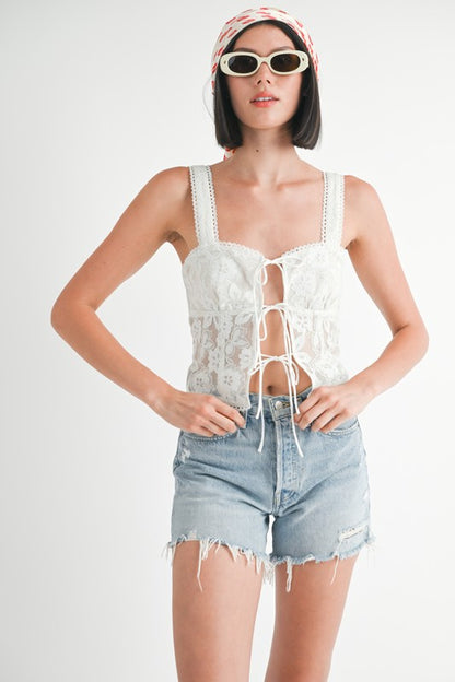 Square Neck Tie-Front Top – Soft Girl Sleeveless Essential