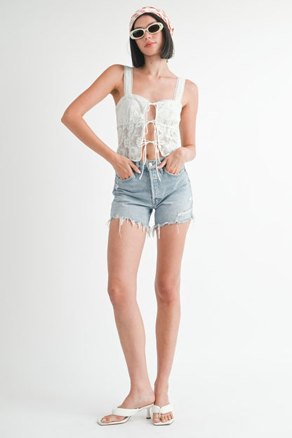 Square Neck Tie-Front Top – Soft Girl Sleeveless Essential