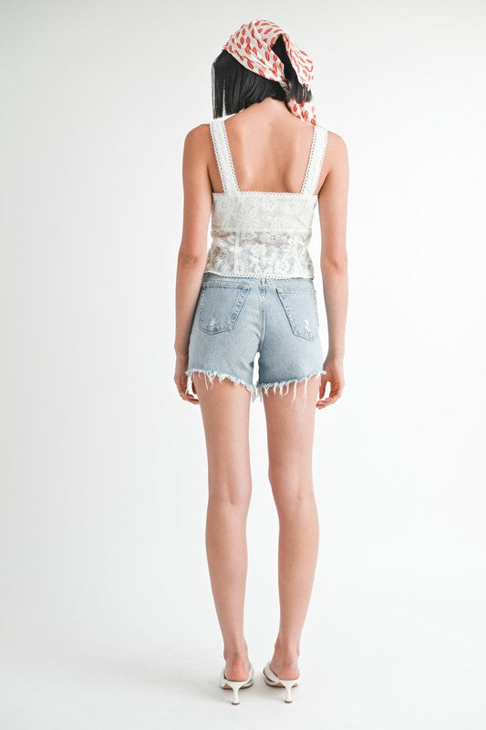 Square Neck Tie-Front Top – Soft Girl Sleeveless Essential