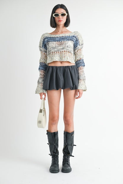 LOOSE KNITTED CROP SWEATER