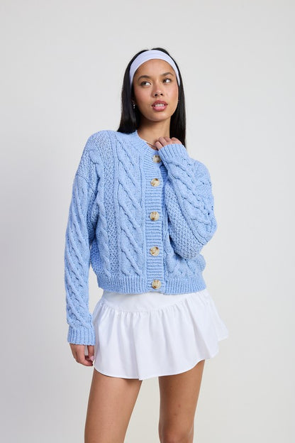 Chunky Cable Knit Cardigan – Soft Girl Cozy Layer