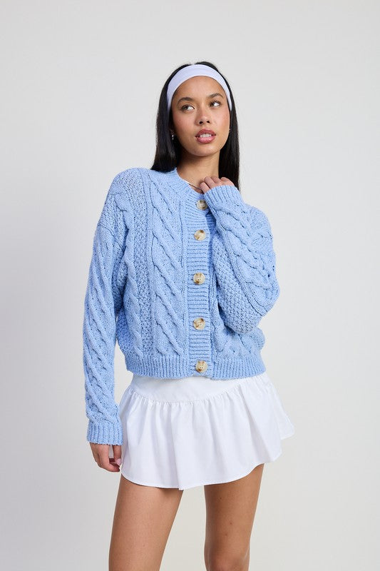 Chunky Cable Knit Cardigan – Soft Girl Cozy Layer