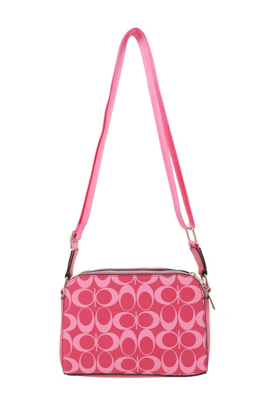 Rectangular Crossbody Bag with Letter C Print