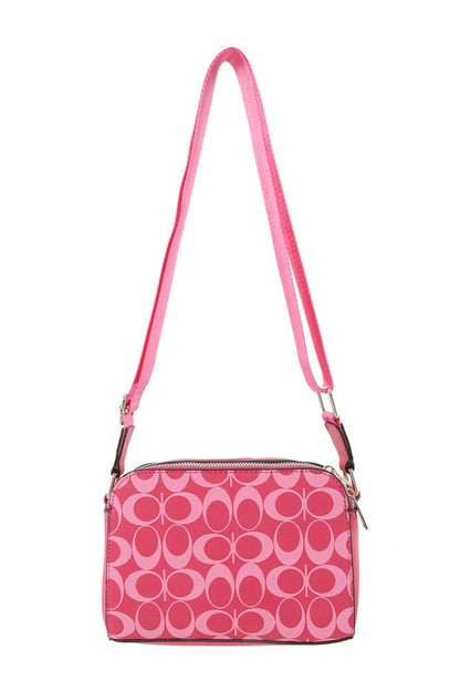 Rectangular Crossbody Bag with Letter C Print
