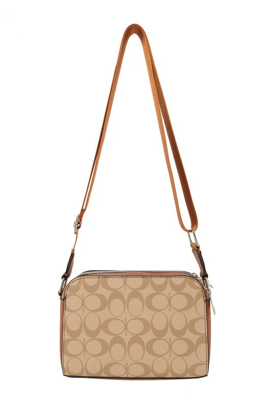 Rectangular Crossbody Bag with Letter C Print