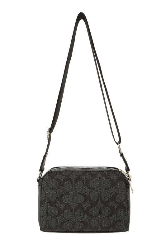 Rectangular Crossbody Bag with Letter C Print