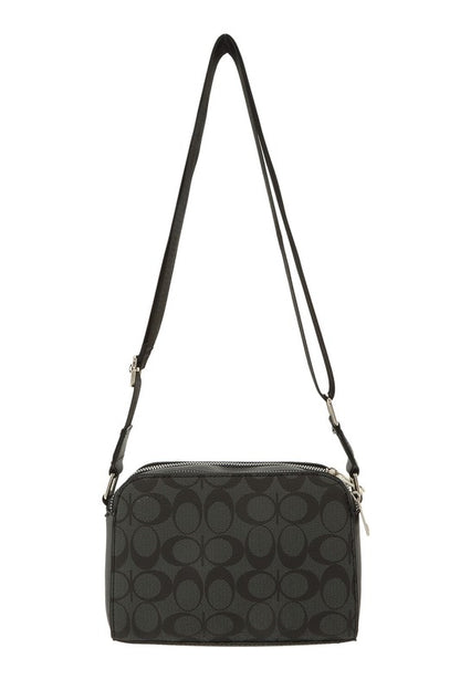 Rectangular Crossbody Bag with Letter C Print