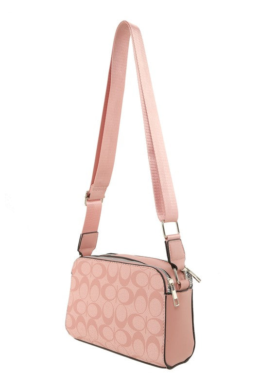 Rectangular Crossbody Bag with Letter C Print