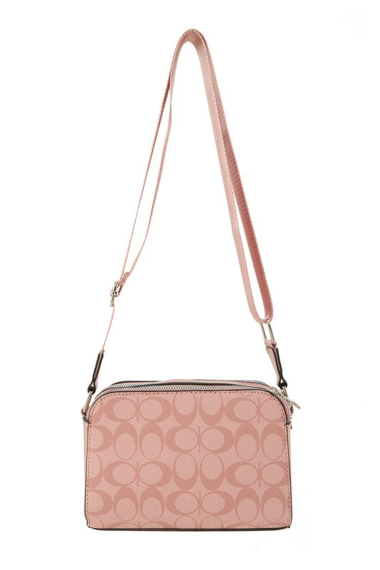 Rectangular Crossbody Bag with Letter C Print