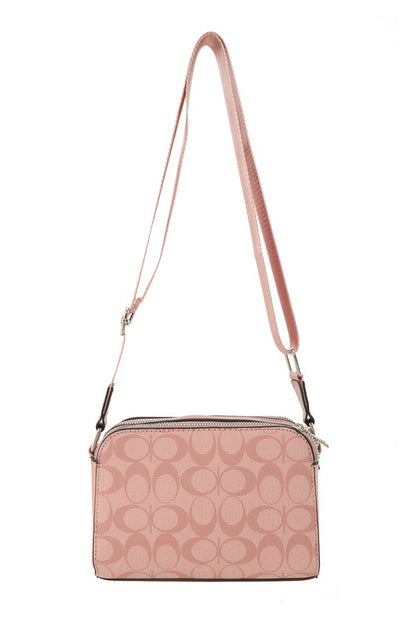 Rectangular Crossbody Bag with Letter C Print