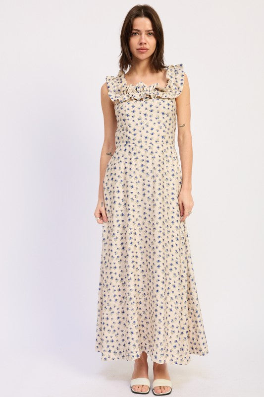 Ruffled Neckline Maxi Dress from IWearStyle