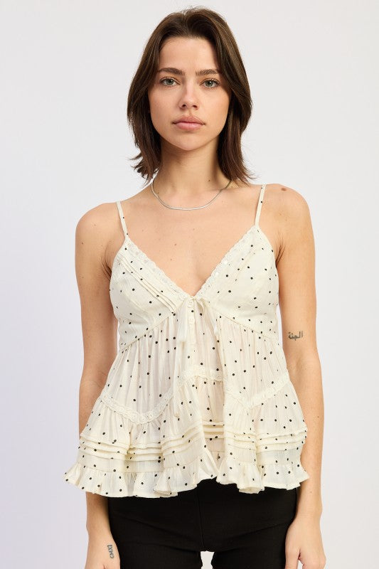 Ivory polka dot top