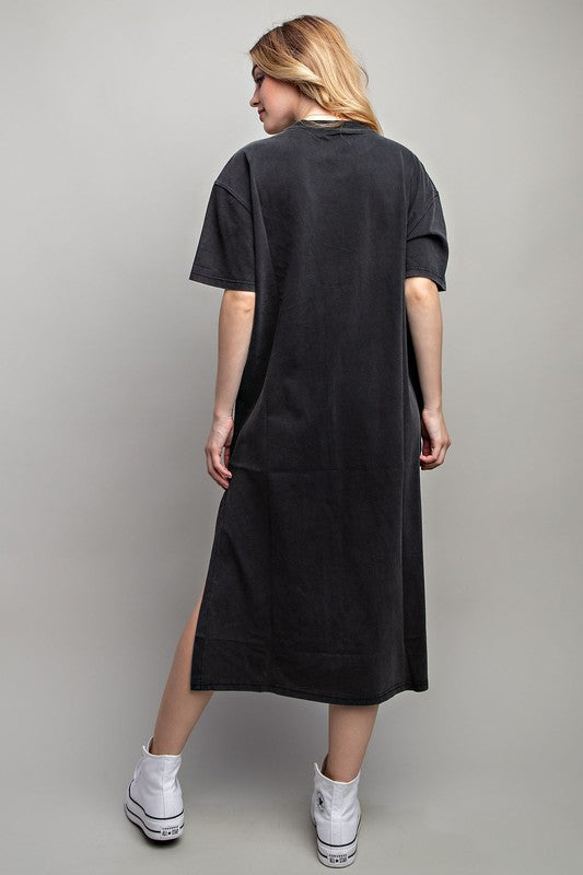 VENTED HEAVY COTTON WASHED DRESS