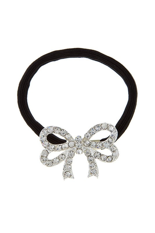 Rhinestone bow hair tie