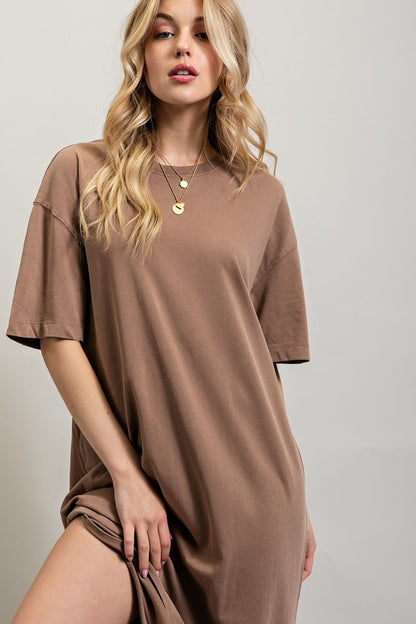 VENTED HEAVY COTTON WASHED DRESS