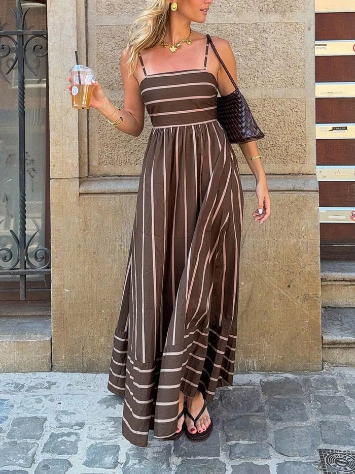 Striped Cutout-Back Maxi Dress | Women’s Coastal Summer Dress