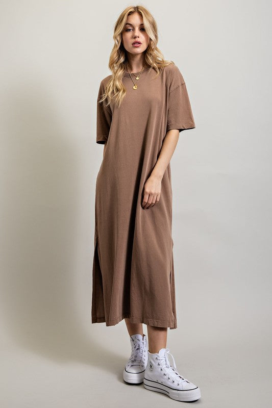 VENTED HEAVY COTTON WASHED DRESS