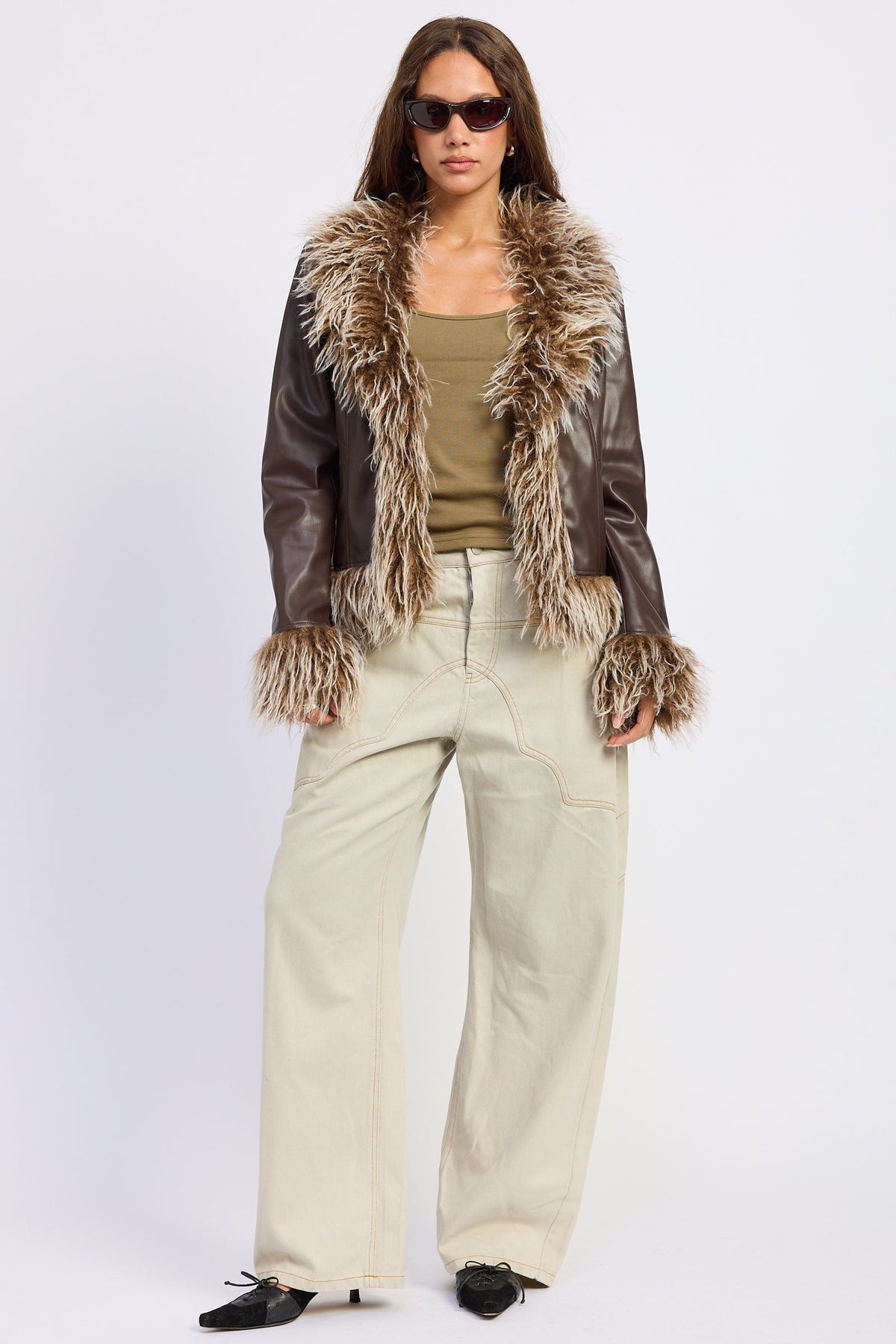 Faux Leather Fur Trim Jacket – Soraya