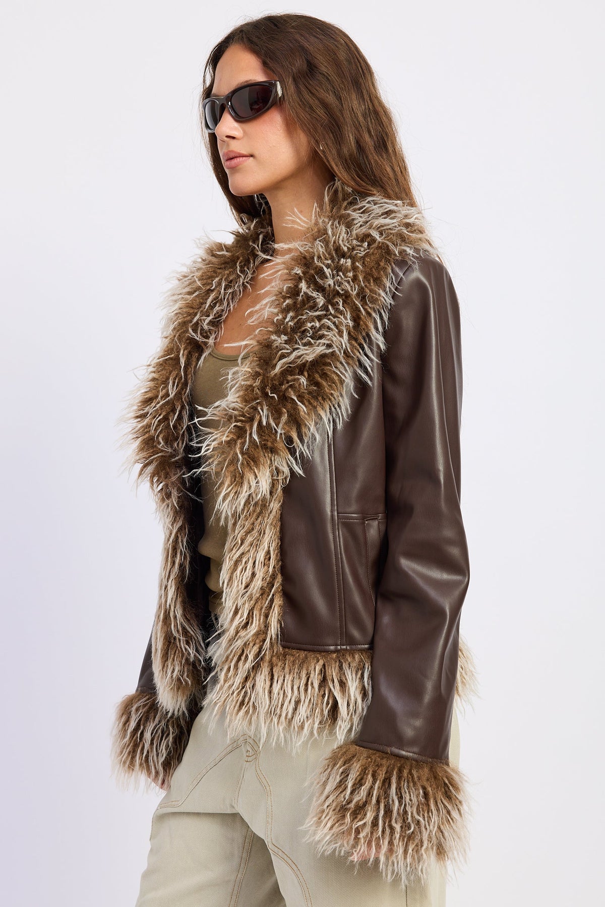 Faux Leather Fur Trim Jacket – Soraya