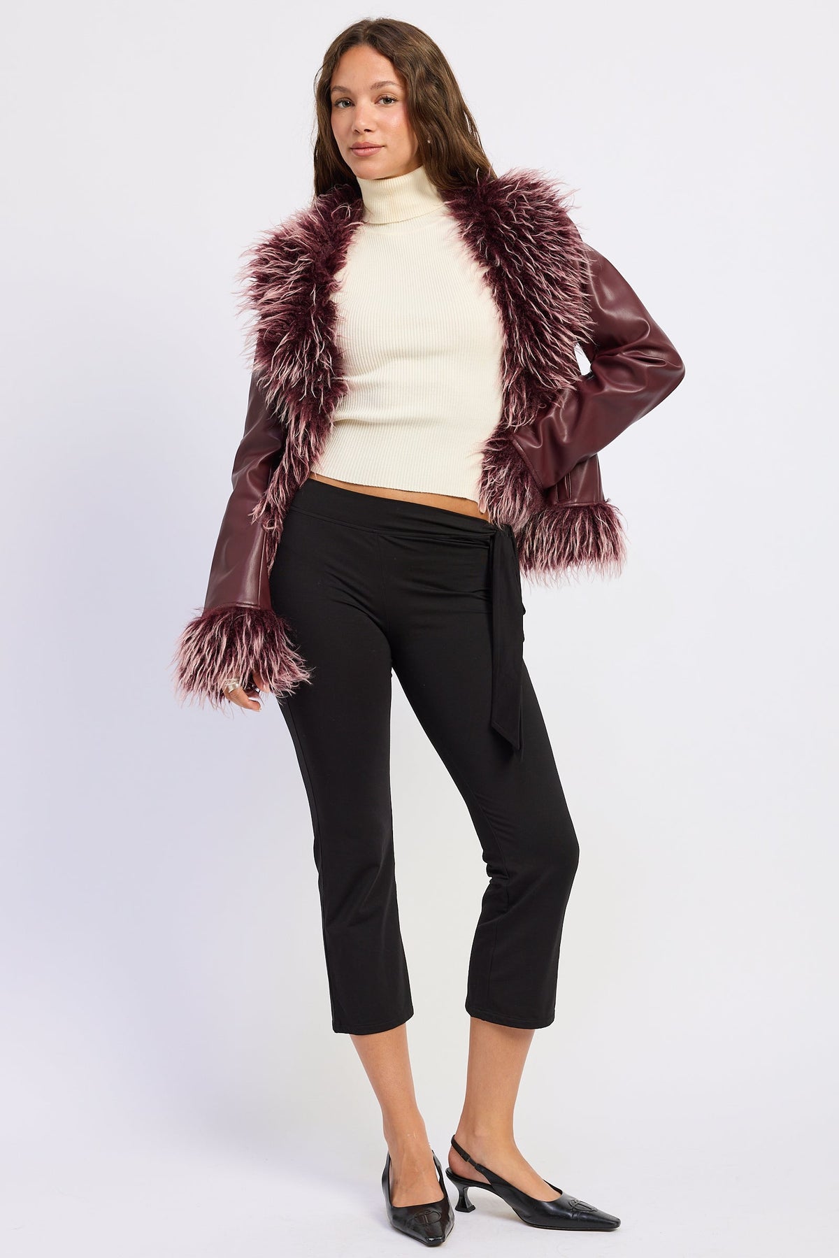 Faux Leather Fur Trim Jacket – Soraya