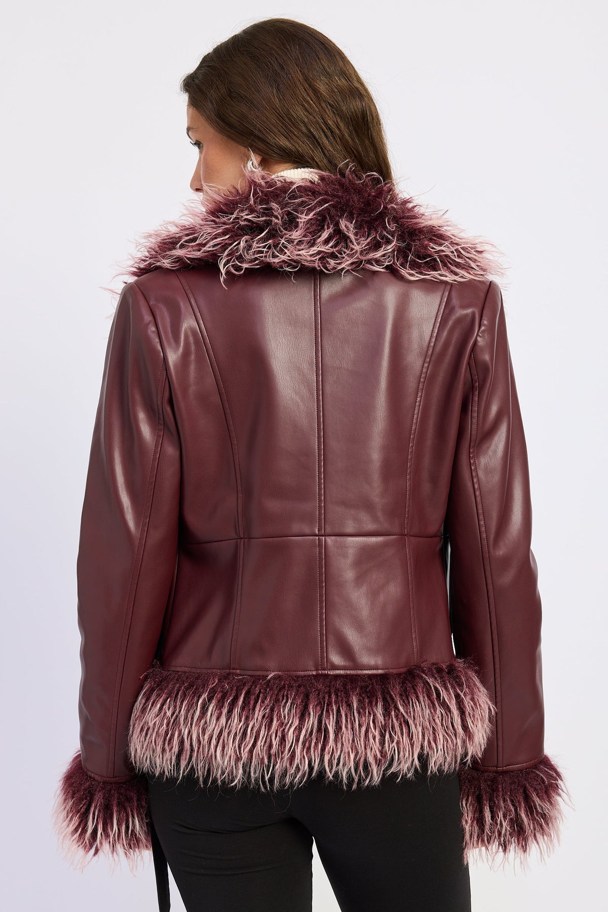 Faux Leather Fur Trim Jacket – Soraya