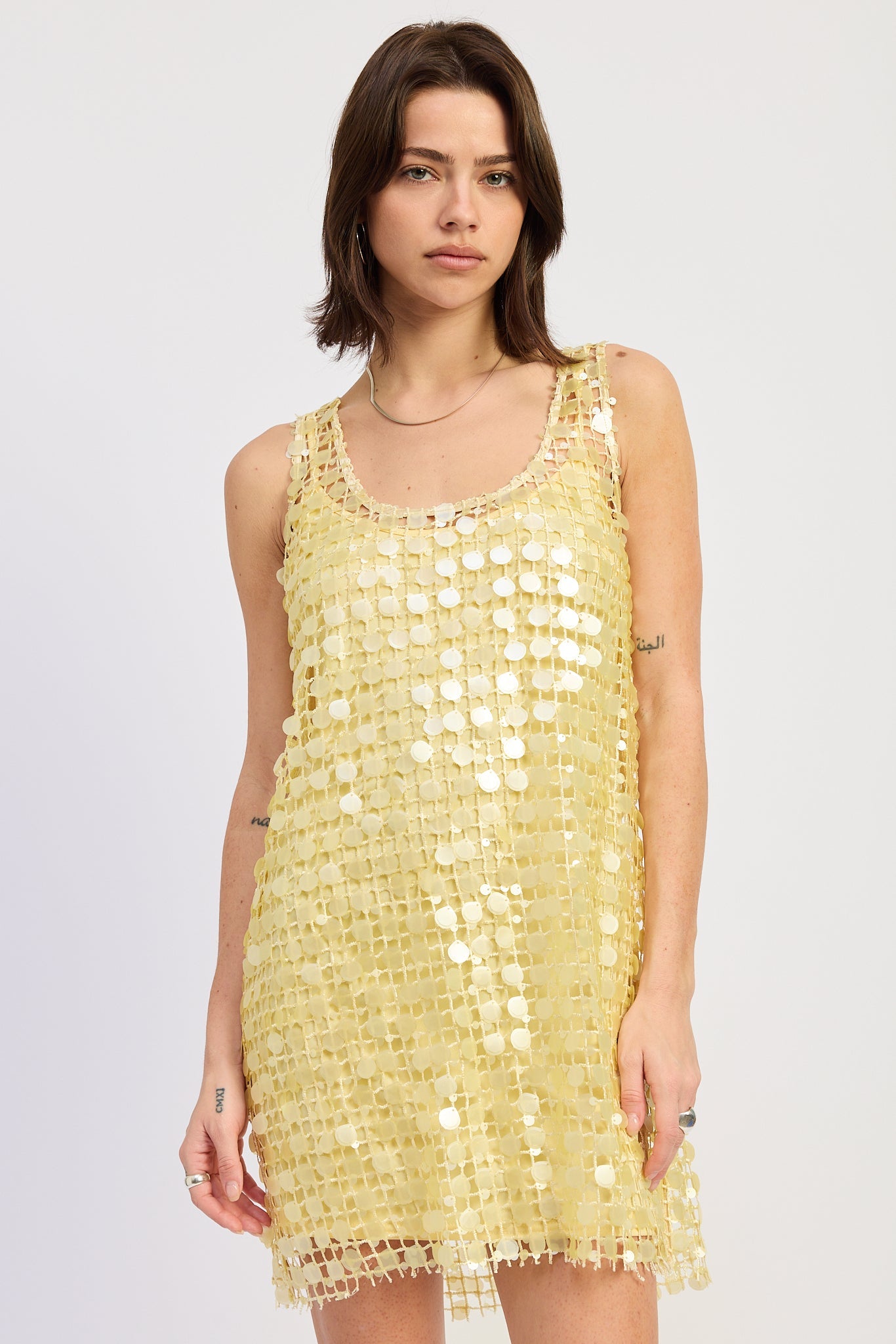 Women’s Brown Sequin Mesh Mini Dress – Sleeveless Party Dress