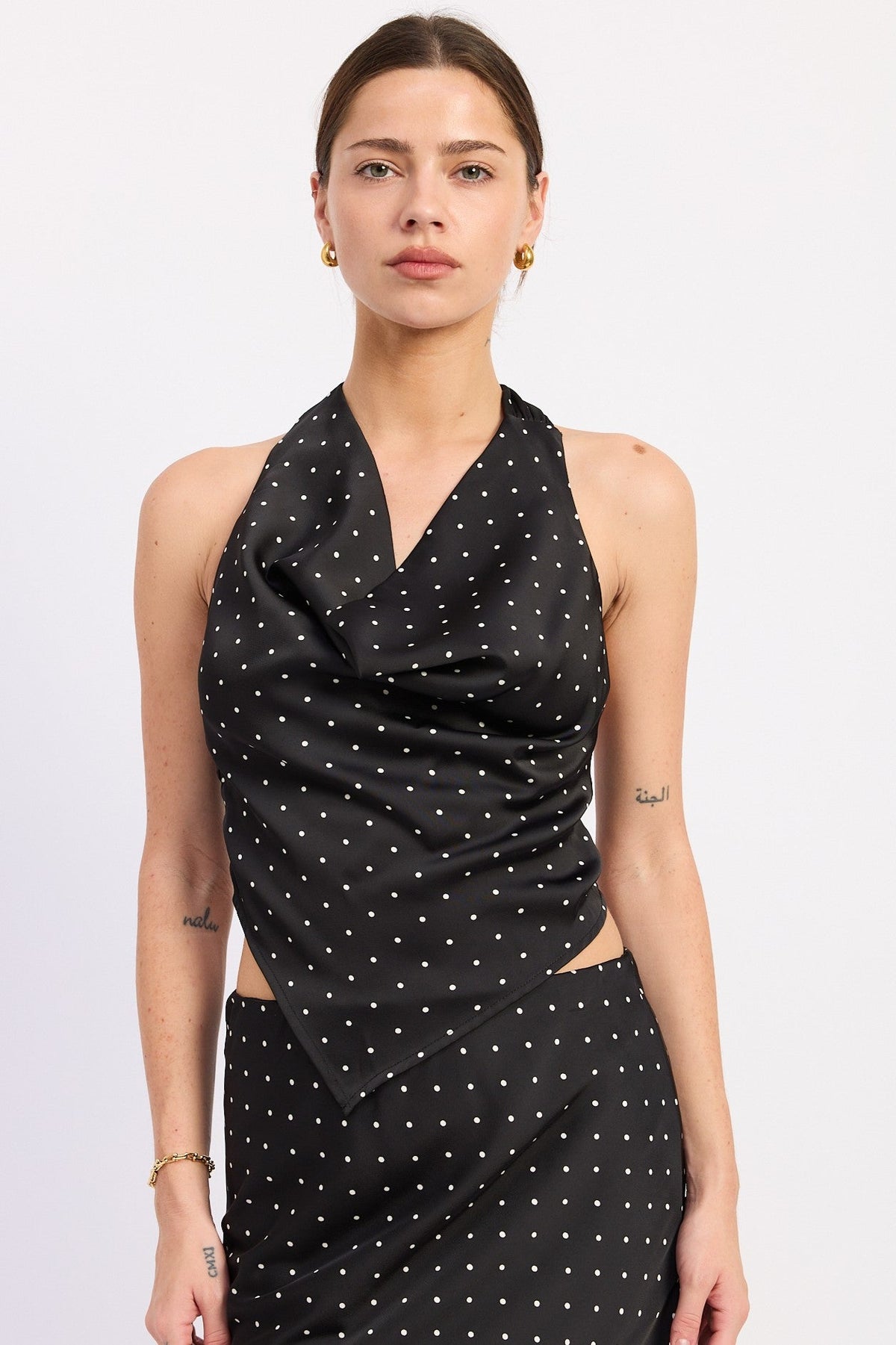 Halter Scarf Top With Cowl Neck Open Back – Lacey
