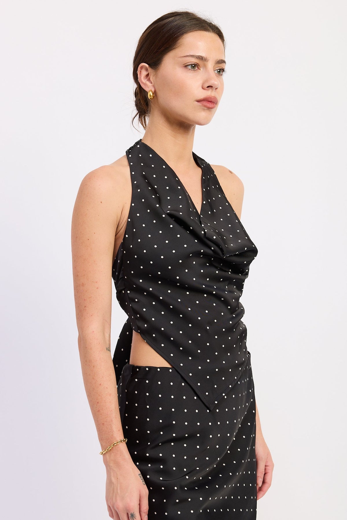 Halter Scarf Top With Cowl Neck Open Back – Lacey