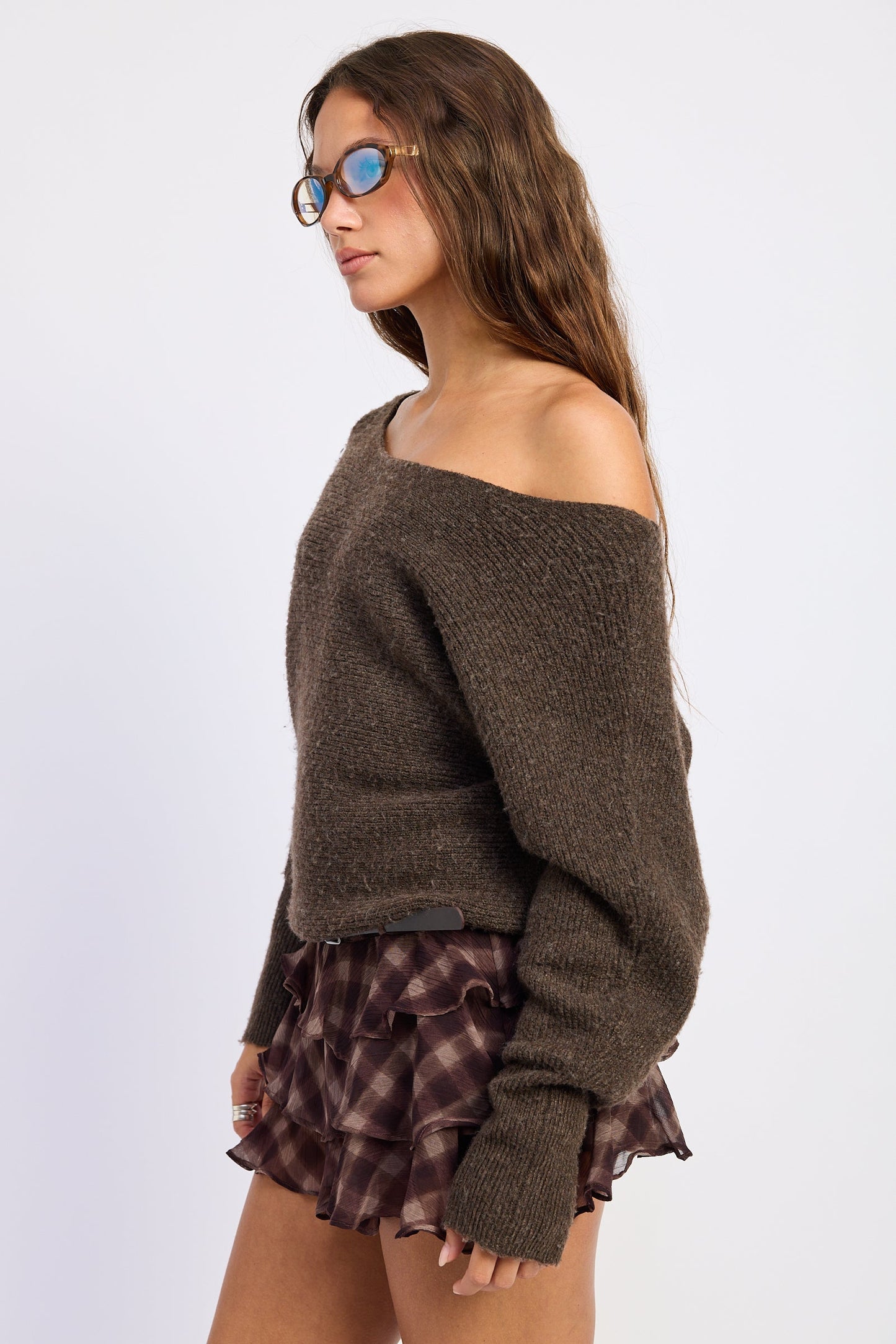 Women’s Off-Shoulder Ribbed Sweater – Inez Top