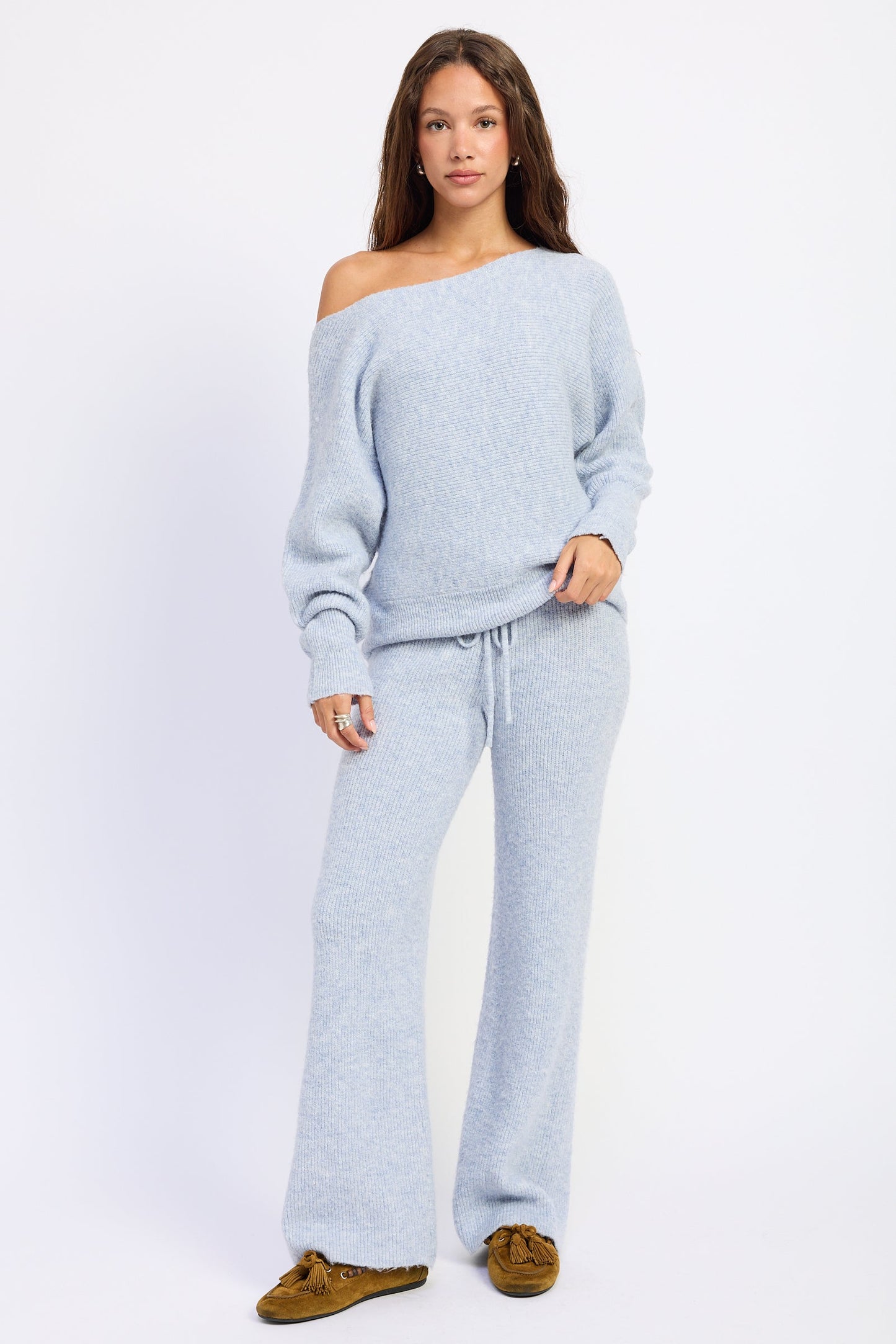 Women’s Off-Shoulder Ribbed Sweater – Inez Top