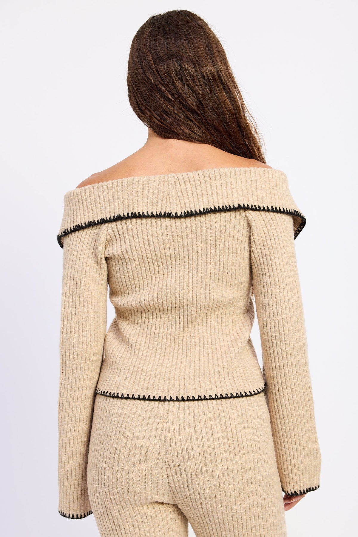 Button Up Off Shoulder Sweater Top – Josie