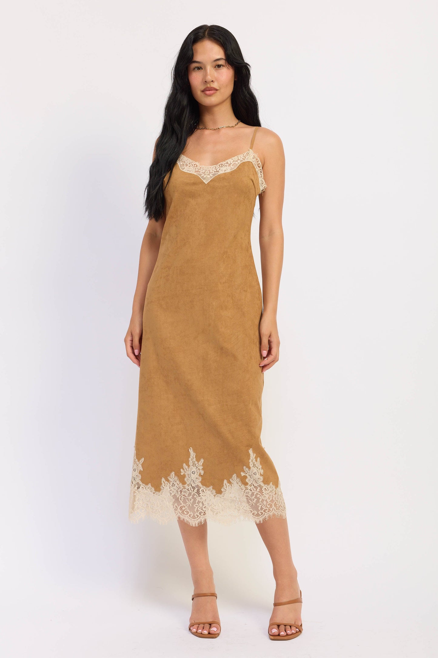 Women’s Lace-Trim Midi Slip Dress – Iria