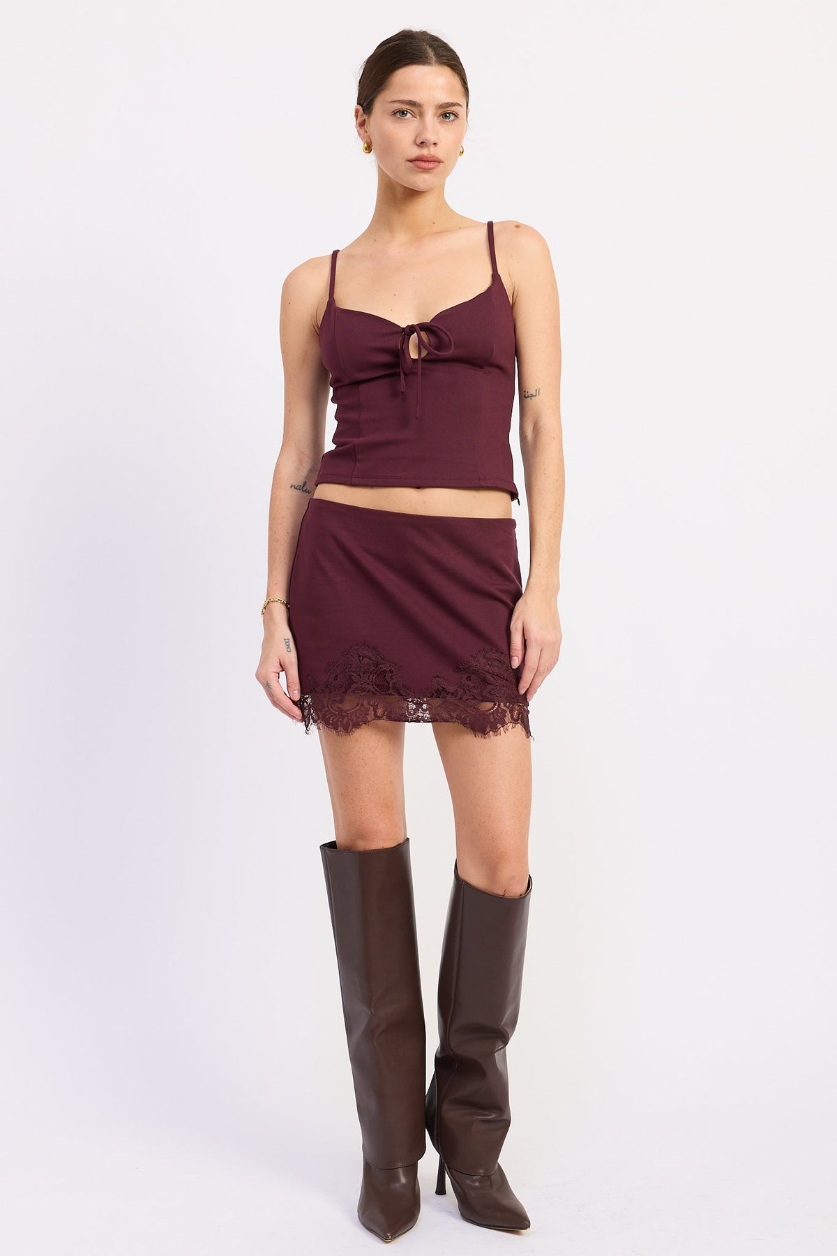 Lace Hem Mini Low Rise Skirt – Galia