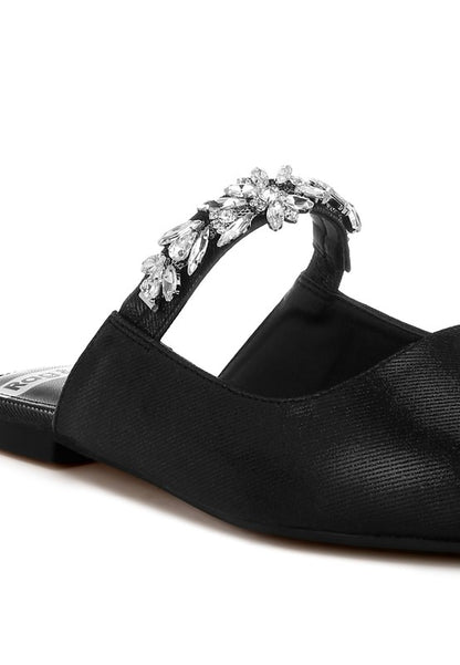 Magnum Diamante Strap Glitter Mules