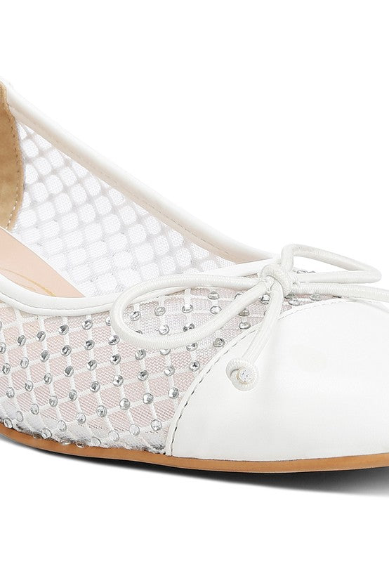 Tudum Rhinestone Detail Mesh Ballerinas