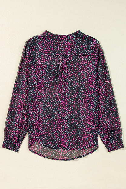 Wine Polka Dot Printed Buttoned Casual Shirt