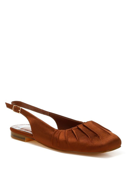 Cheeni Satin Square Toe Flat Slingbacks