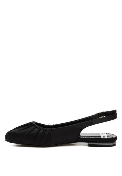 Cheeni Satin Square Toe Flat Slingbacks