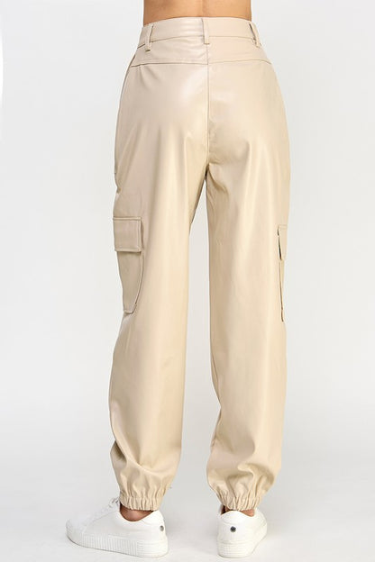 RELAXED VEGAN LEATHER CARGO PANTS