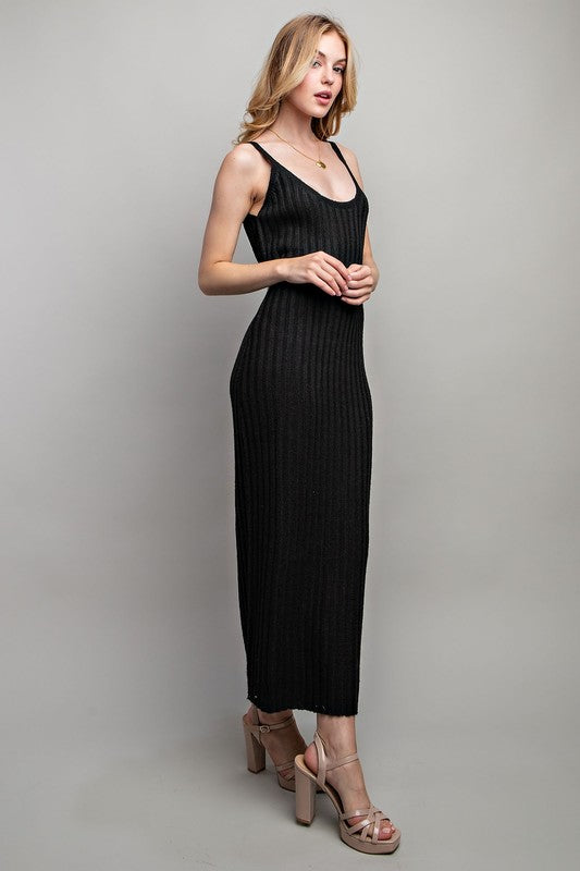 RIBBED-KNIT MAXI DRESS